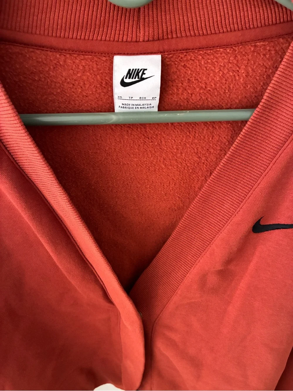 Nike Women's Rust Red V-Neck Button Cardigan Jacket